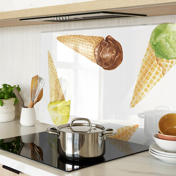 Tagliere in vetro temperato con stampa a motivo gelato in cono