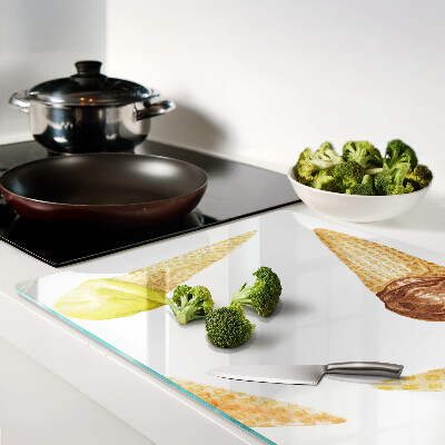 Tagliere in vetro temperato con stampa a motivo gelato in cono