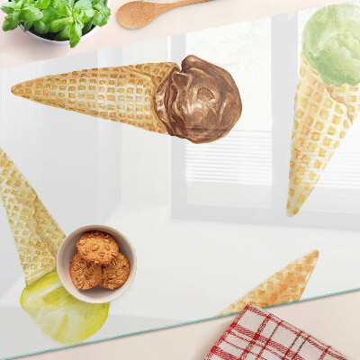 Tagliere in vetro temperato con stampa a motivo gelato in cono