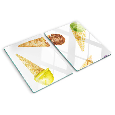 Tagliere in vetro temperato con stampa a motivo gelato in cono