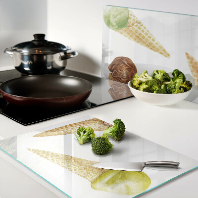 Tagliere in vetro temperato con stampa a motivo gelato in cono