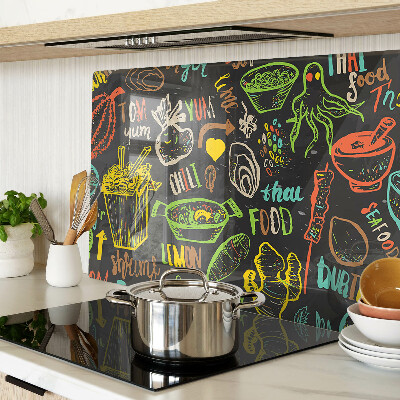 Tagliere in vetro con motivo culinario con raffigurazione di cibo