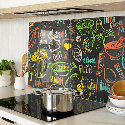 Tagliere in vetro con motivo culinario con raffigurazione di cibo