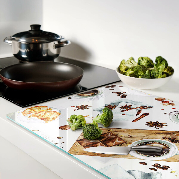 Tagliere in vetro temperato Delizie al caffè e dolci