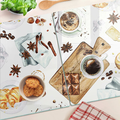 Tagliere in vetro temperato Delizie al caffè e dolci