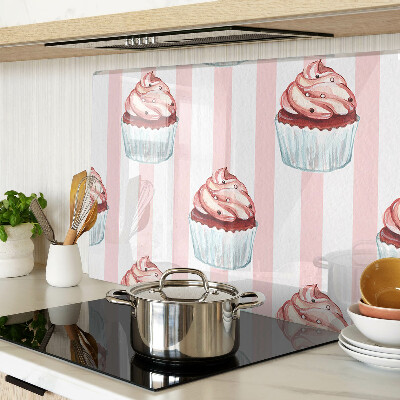 Tagliere in vetro temperato Cupcake su strisce rosa