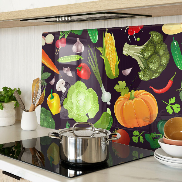 Tagliere in vetro temperato con motivo di verdure ed erbe