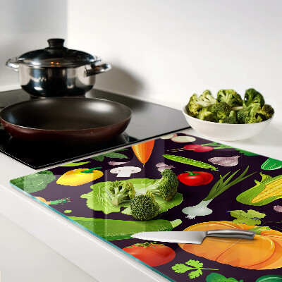 Tagliere in vetro temperato con motivo di verdure ed erbe