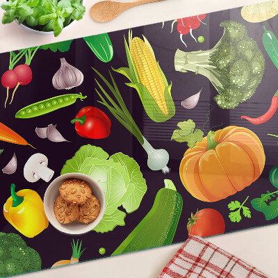 Tagliere in vetro temperato con motivo di verdure ed erbe