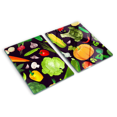 Tagliere in vetro temperato con motivo di verdure ed erbe