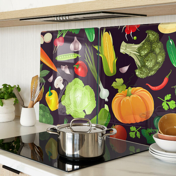 Tagliere in vetro temperato con motivo di verdure ed erbe