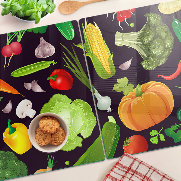 Tagliere in vetro temperato con motivo di verdure ed erbe