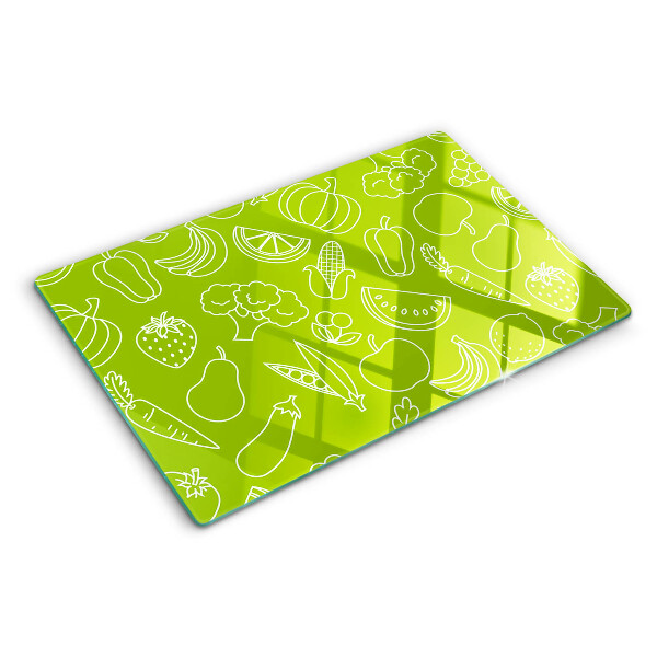 Tagliere in vetro con motivo di frutta e verdura