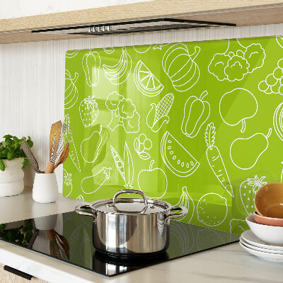 Tagliere in vetro con motivo di frutta e verdura