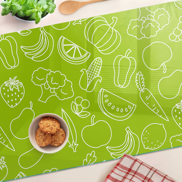 Tagliere in vetro con motivo di frutta e verdura