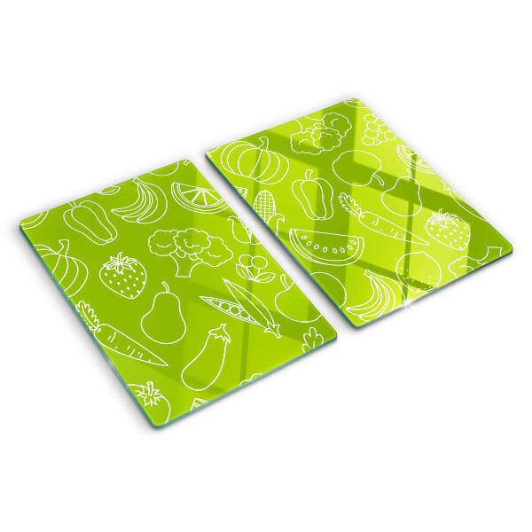 Tagliere in vetro con motivo di frutta e verdura