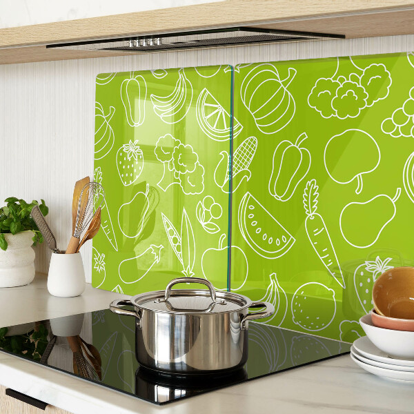 Tagliere in vetro con motivo di frutta e verdura