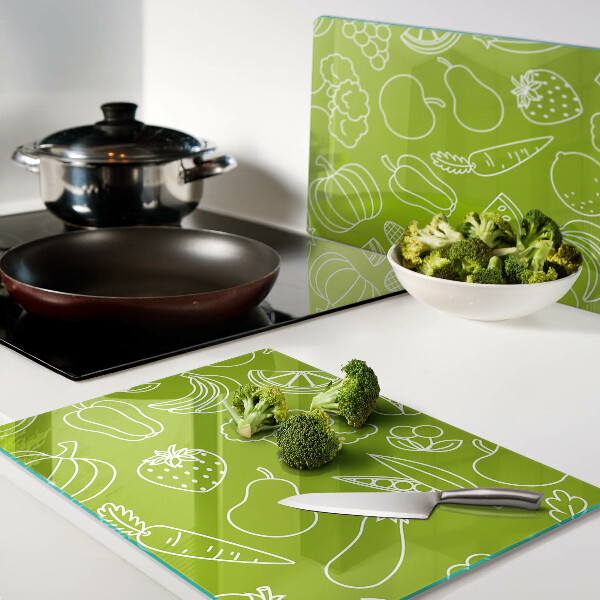 Tagliere in vetro con motivo di frutta e verdura