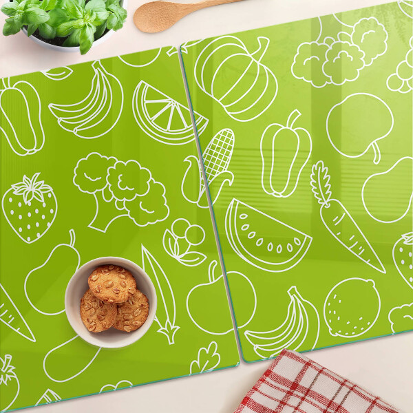 Tagliere in vetro con motivo di frutta e verdura