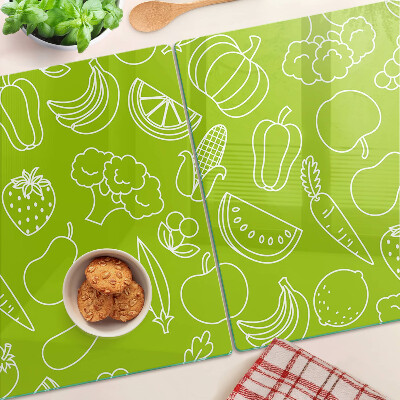 Tagliere in vetro con motivo di frutta e verdura