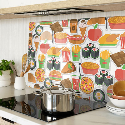 Tagliere in vetro con motivo cibo e snack