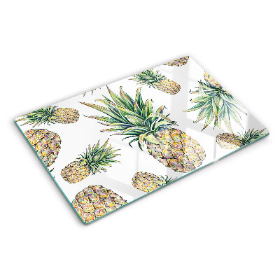 Tagliere in vetro temperato Ananas su sfondo bianco