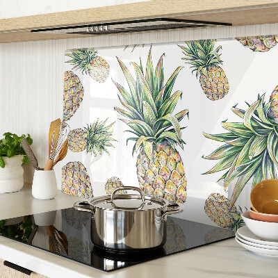 Tagliere in vetro temperato Ananas su sfondo bianco