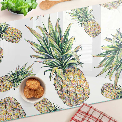 Tagliere in vetro temperato Ananas su sfondo bianco