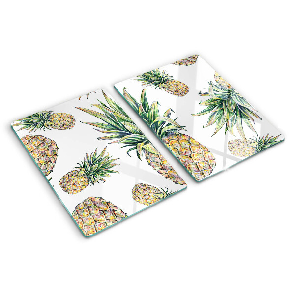 Tagliere in vetro temperato con motivo di ananas su sfondo bianco