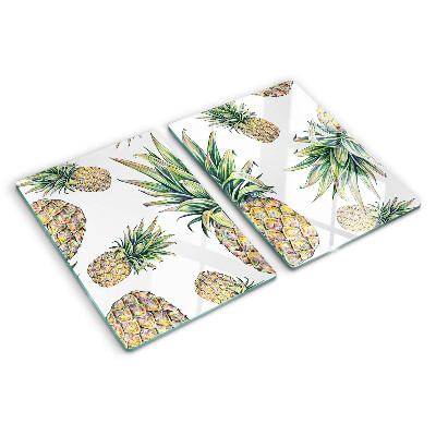 Tagliere in vetro temperato con motivo di ananas su sfondo bianco