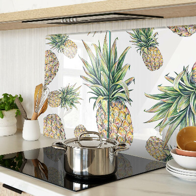 Tagliere in vetro temperato Ananas su sfondo bianco