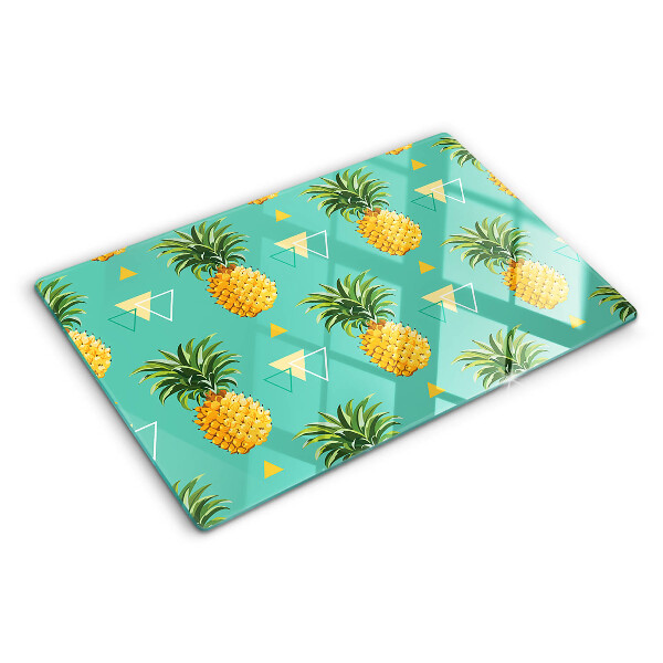 Tagliere in vetro temperato Ananas su sfondo turchese