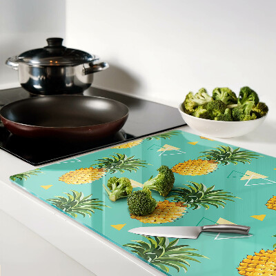 Tagliere in vetro temperato Ananas su sfondo turchese