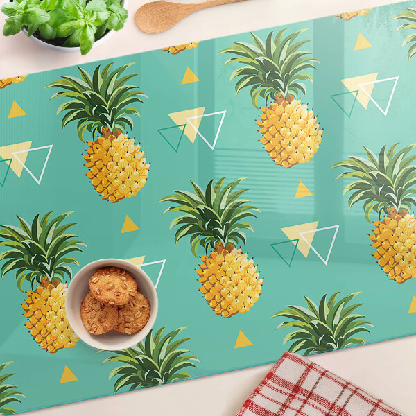 Tagliere in vetro temperato Ananas su sfondo turchese