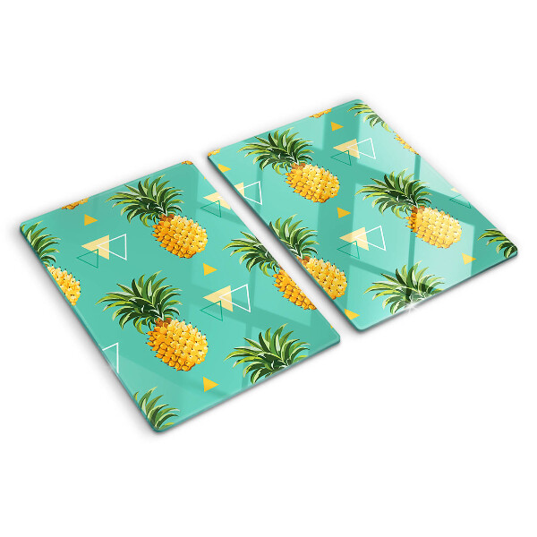 Tagliere in vetro temperato Ananas su sfondo turchese