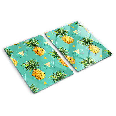 Tagliere in vetro temperato Ananas su sfondo turchese