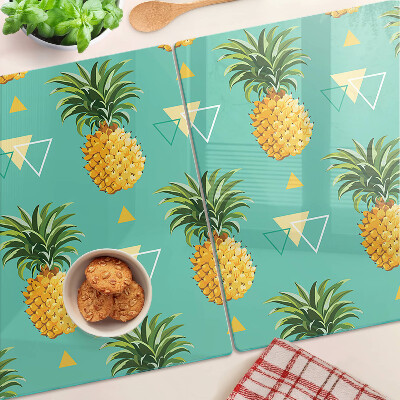 Tagliere in vetro temperato Ananas su sfondo turchese