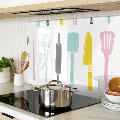 Tagliere in vetro con finitura nei colori pastello per utensili da cucina