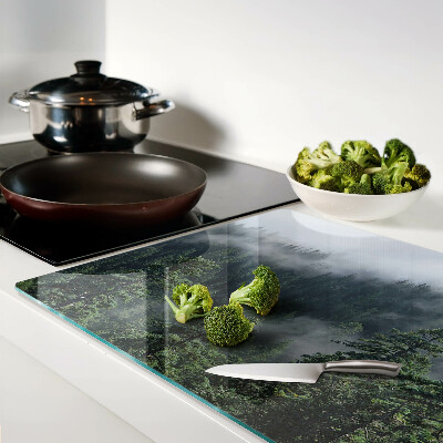 Tagliere in vetro con decorazione «Foresta tra le nuvole»