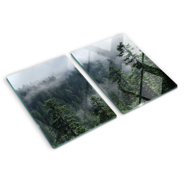 Tagliere in vetro con decorazione «Foresta tra le nuvole»