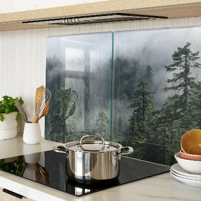 Tagliere in vetro con decorazione «Foresta tra le nuvole»