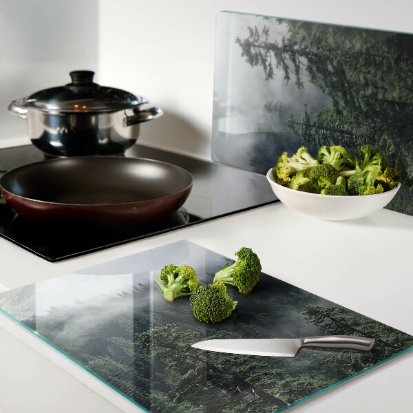 Tagliere in vetro con decorazione «Foresta tra le nuvole»
