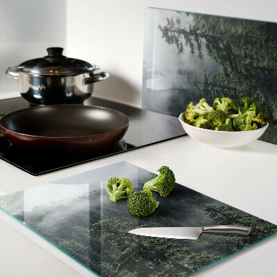 Tagliere in vetro con decorazione «Foresta tra le nuvole»