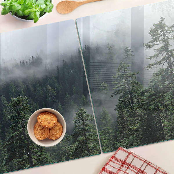 Tagliere in vetro con decorazione «Foresta tra le nuvole»