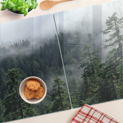 Tagliere in vetro con decorazione «Foresta tra le nuvole»