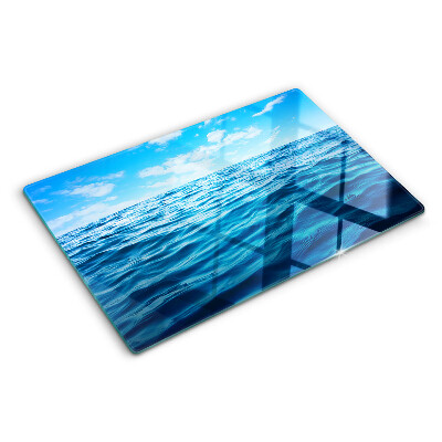 Tagliere in vetro temperato con fantasia mare e cielo
