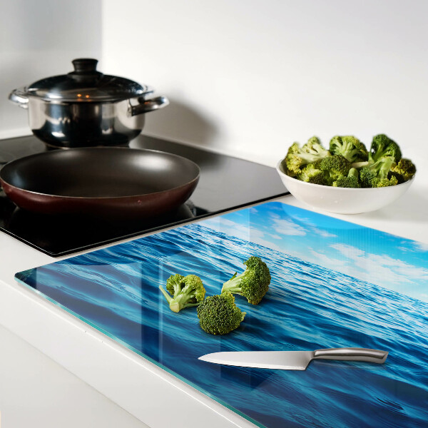 Tagliere in vetro temperato con fantasia mare e cielo