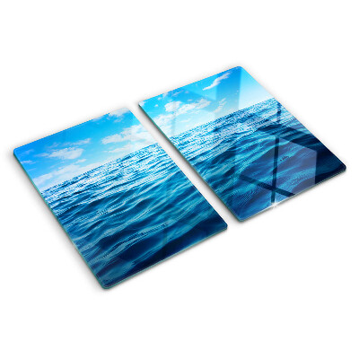 Tagliere in vetro temperato con fantasia mare e cielo