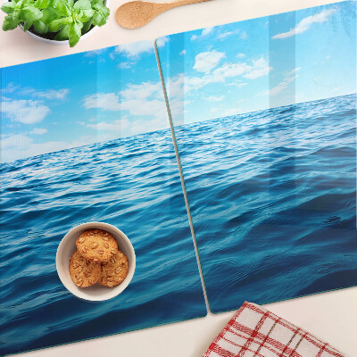 Tagliere in vetro temperato con fantasia mare e cielo