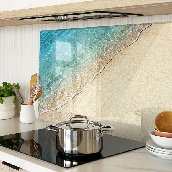 Tagliere in vetro temperato con motivo spiaggia e onde marine